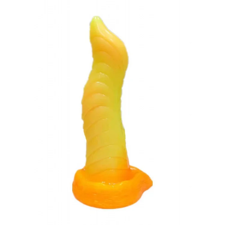Pearlsvibe Tentacle Shaped Penis Soft Silicone Dildo For Women  S Shape Yellow