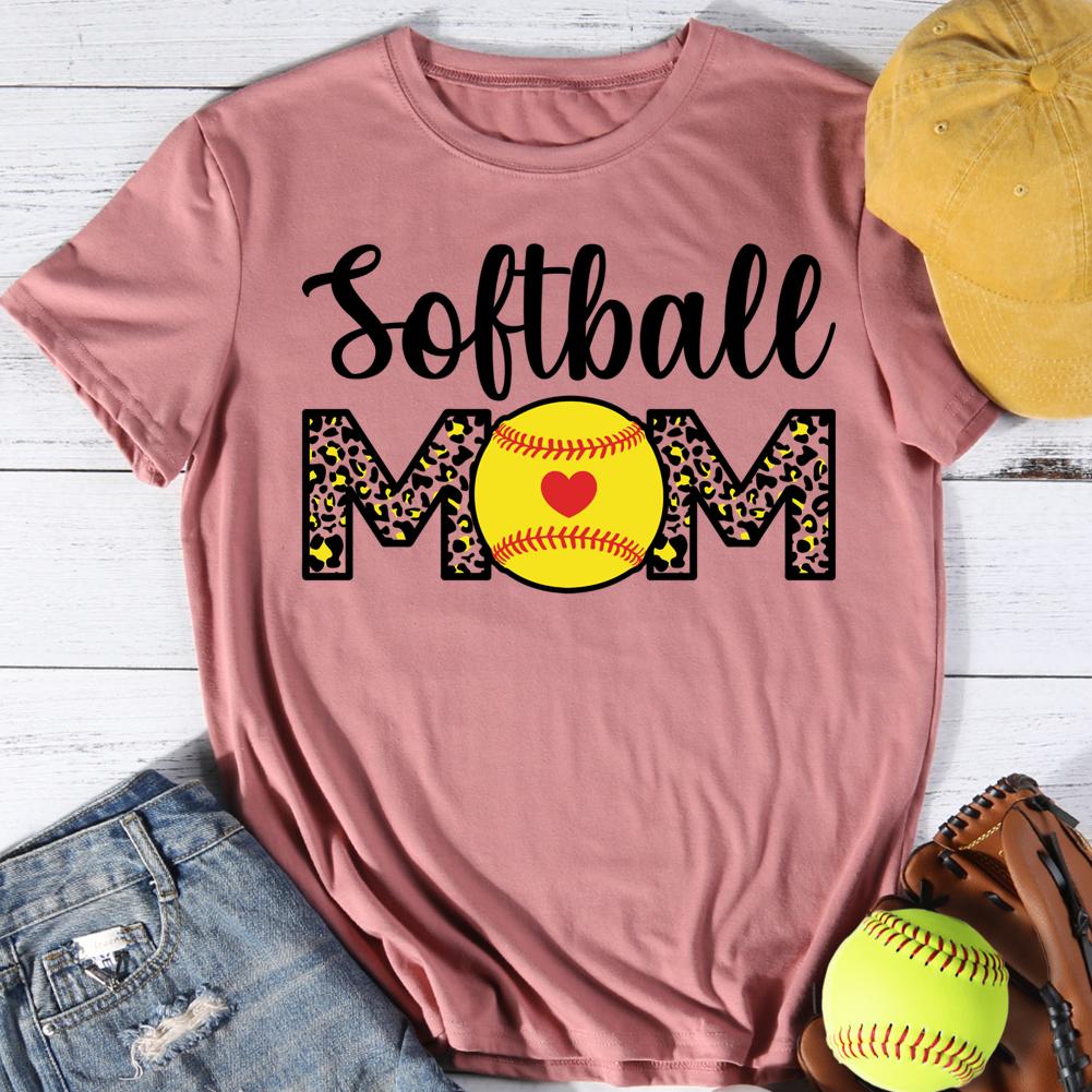 Softball Mom Round Neck T-shirt-0025060-Guru-buzz