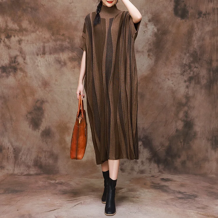 Original Design Knit Short Sleeve Midi Dress
