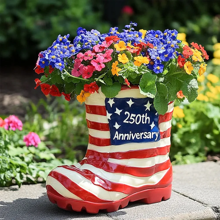 Celebrate 250 Years of Freedom with the Patriotic Flag Boot Planter