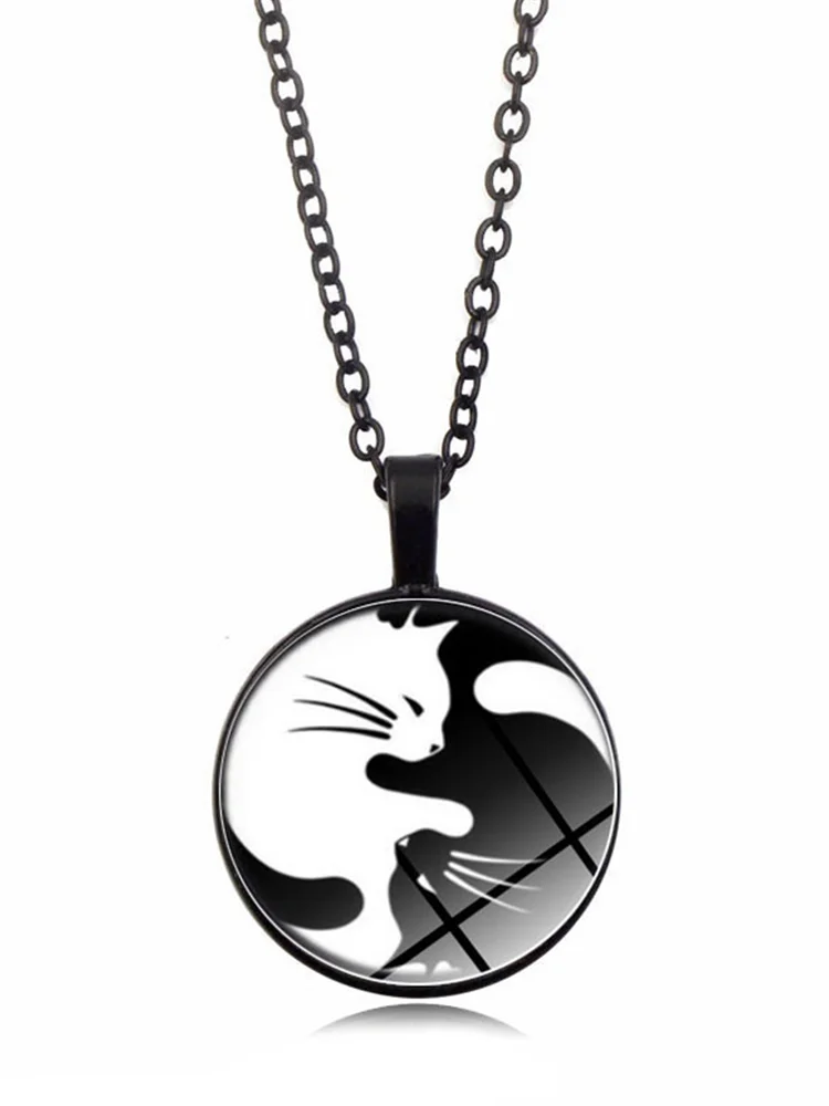 White Cat And Black Cat Couple Necklace
