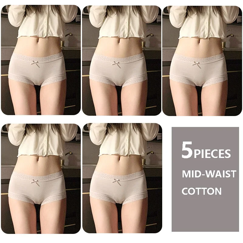 UEONG Cotton Women Panties Breathable Lingerie Cute Bow Young Girls Briefs Sexy Ladies Underpants Mid Waist Female Underwear