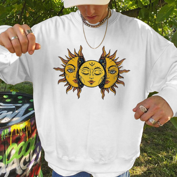 NEOJANA Mysterious Sun In Sun Printed Men's Casual Comfortable Sweatshirt - Devcarry