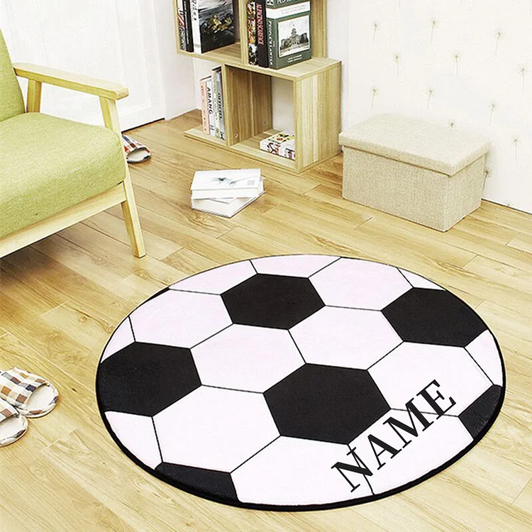 Personalized Kids Soccer Round Rug|R128