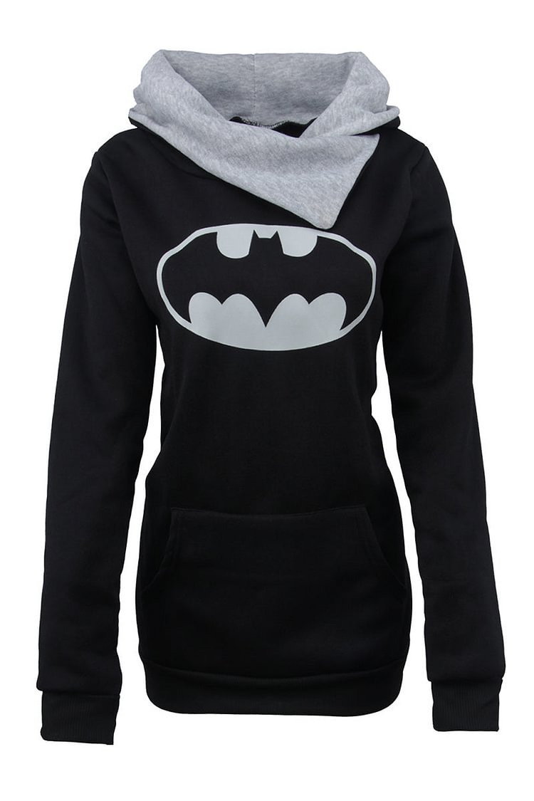 Graphic Print High Neck Pullover Sweatshirt - BlackFridayBuys