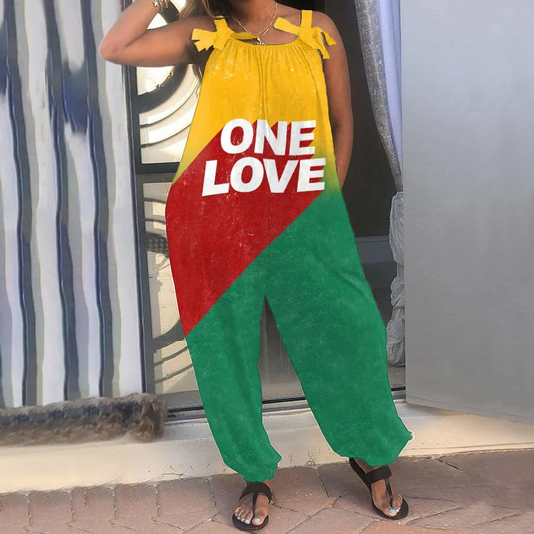 Black Pride One Love Printed Casual Jumpsuit