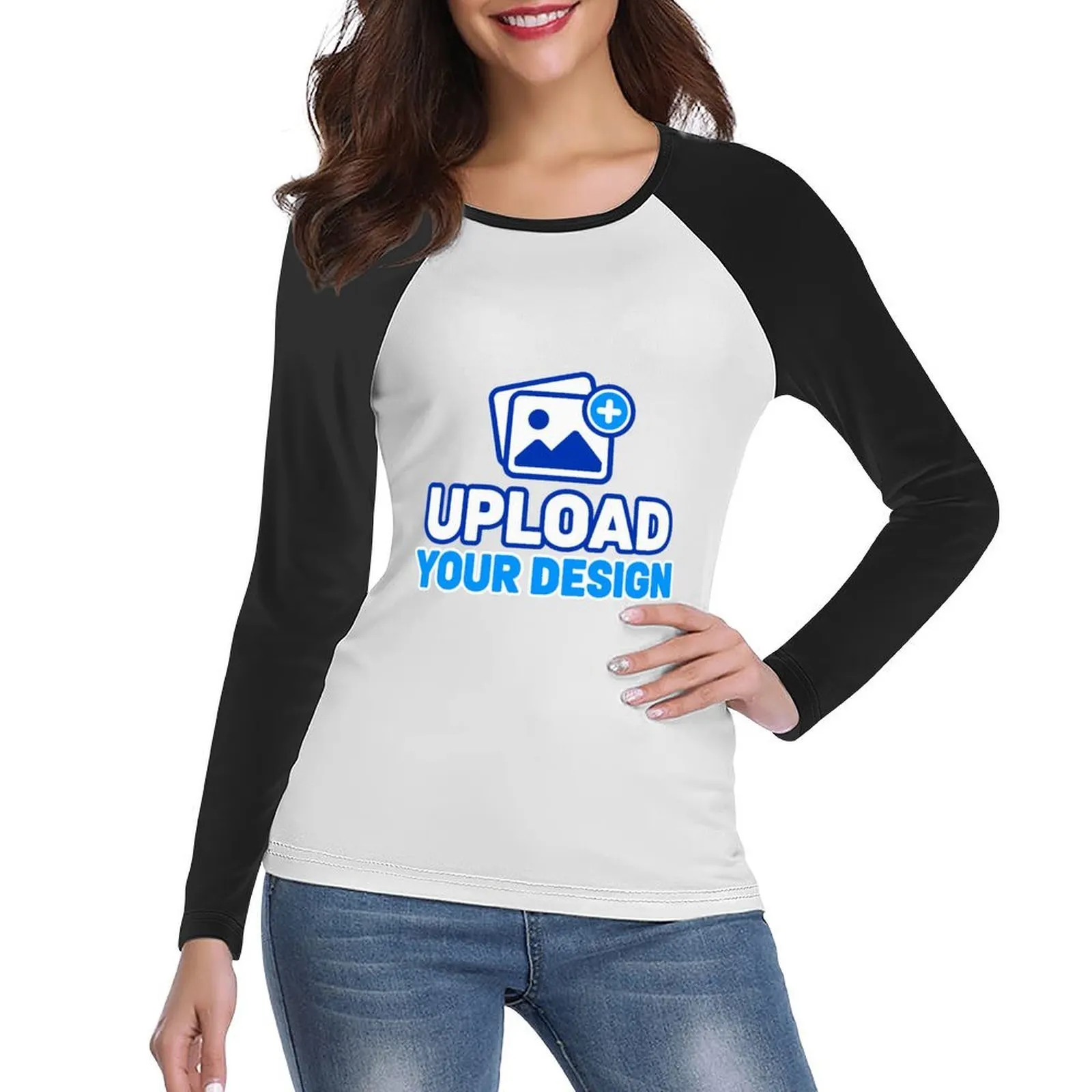 Women's Cotton Raglan Long-Sleeve Shirt customized with your design - product image