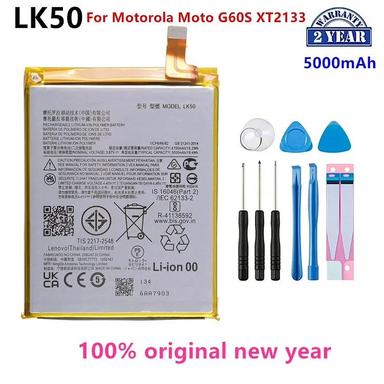 100% Original  LK50 5000mAh Battery For Motorola  Moto G60S XT2133  Phone Batteries+Tools