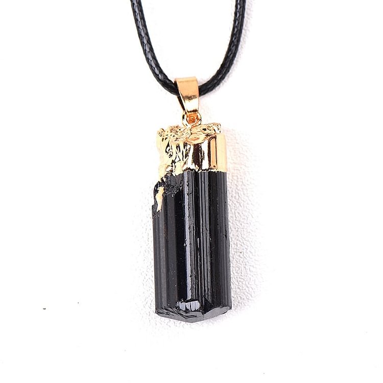 YOY-Natural Black Tourmaline Pendant Raw Gemstone
