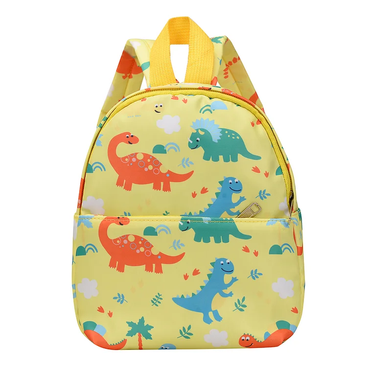 Cute Dinosaur Kids Backpack Kindergarten Nylon Casual School Bag (Yellow)