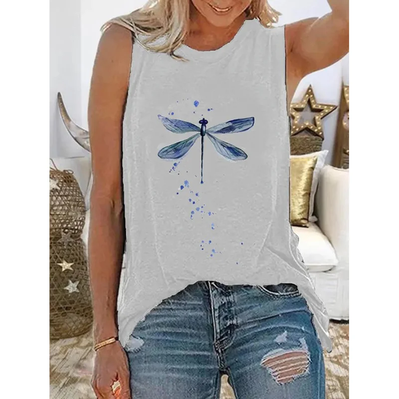 Casual Dragonfly Print Vest