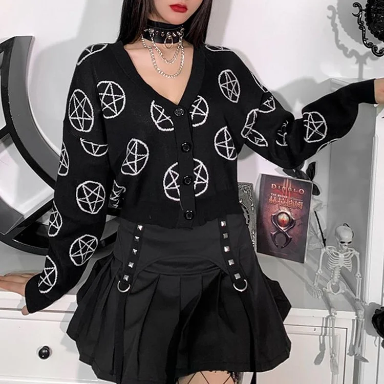 Gothic Harajuku Hocus Pocus Pentagram Cardigan