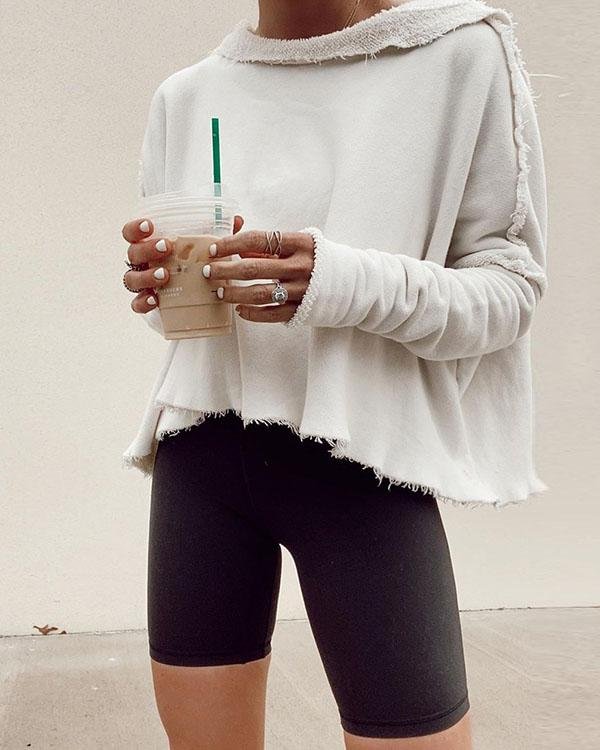 Solid Casual Irregular Fleece Cropped Sweatshirt - Chicaggo