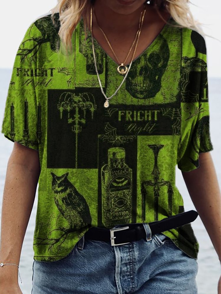 Vefave Halloween Inspired Patch Art T Shirt