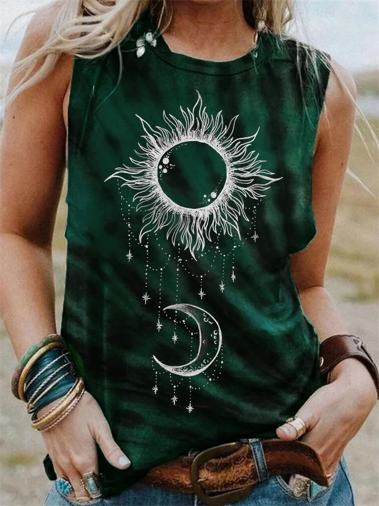 Sun & Moon Totem Tie Dye Tank Top