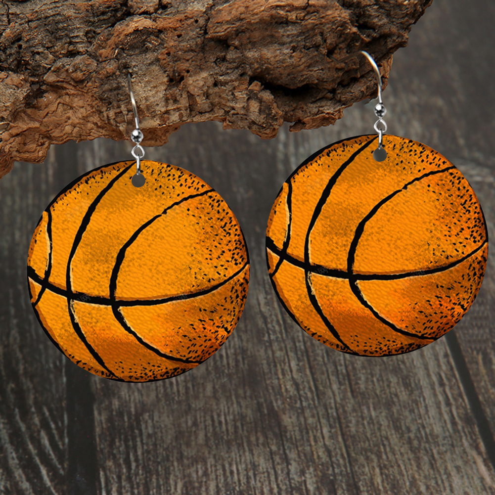 Women Casual Earrings Charm Jewelry Basketball Ball Earrings Fashion PU for Gift-Guru-buzz