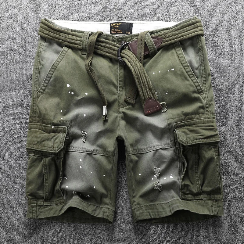 Loose Camouflage Adjustable Waistband Cargo Shorts