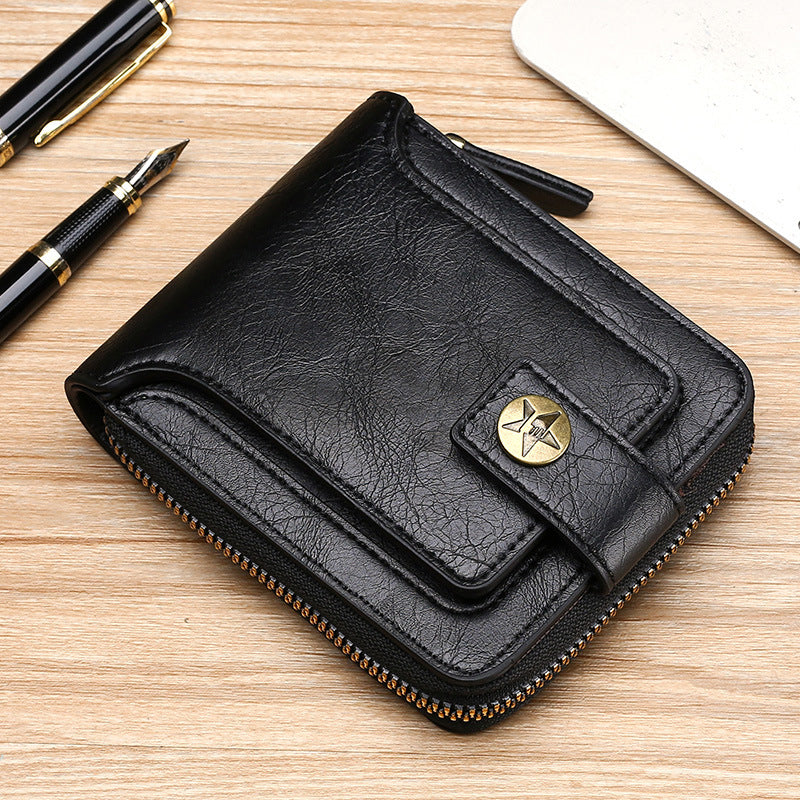Men's New Short Fashion Multi-card Horizontal Zipper Wallet | 168DEAL