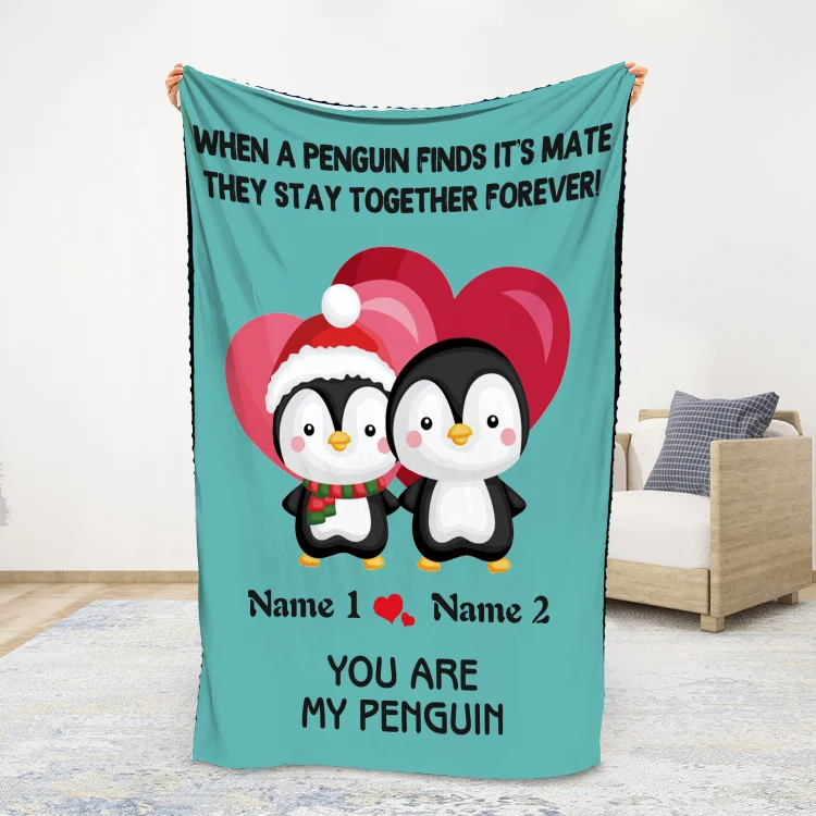 Personalized Couple Penguin Blanket Custom Name You Are My Penguin Blanket