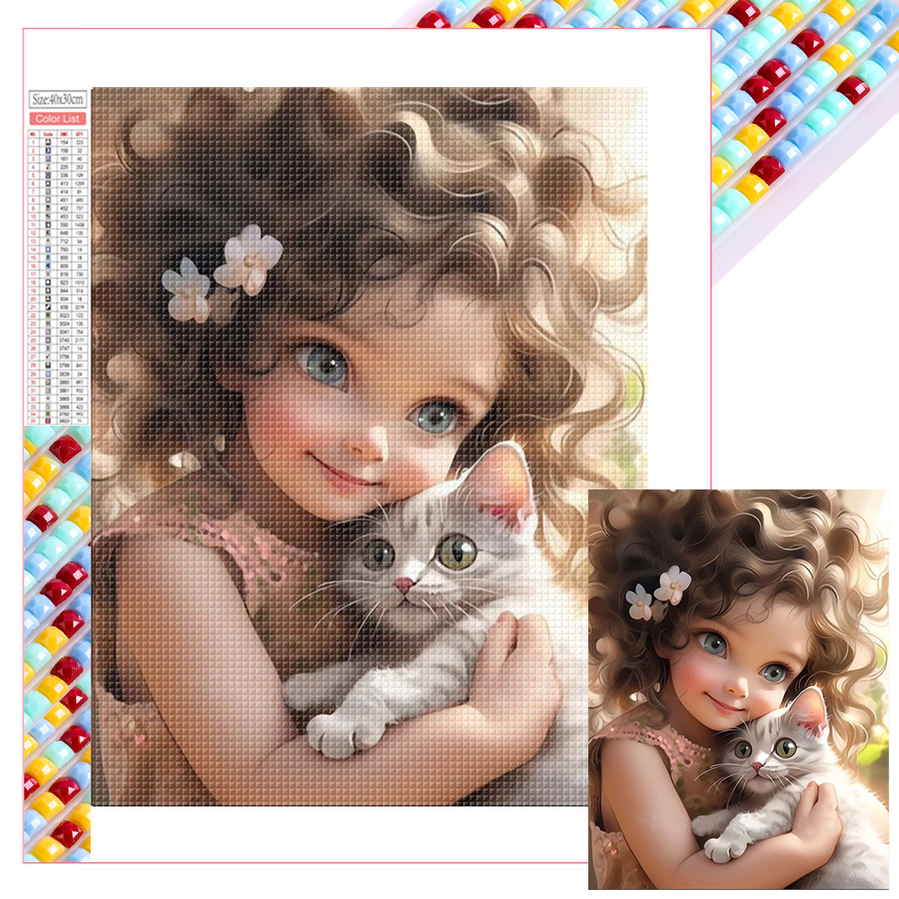 Cute Pet Girl - Full Square - Diamond Painting(30*40cm)