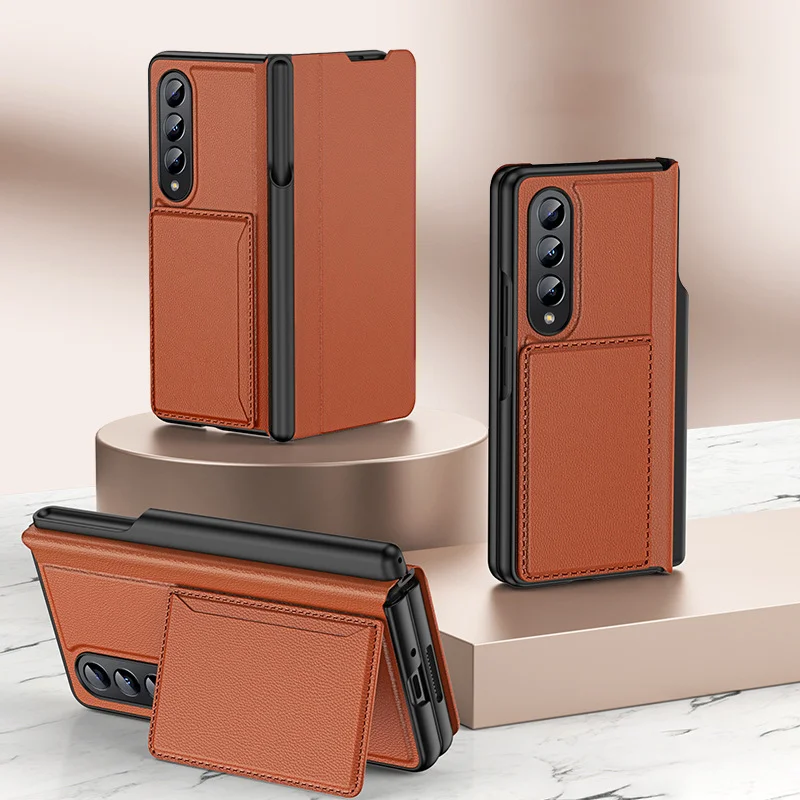 Luxury All Inclusive Phone Case With Cards Slot,Phone Stand And Detachable Pen Slot For Galaxy Z Fold3/Fold4/Fold5
