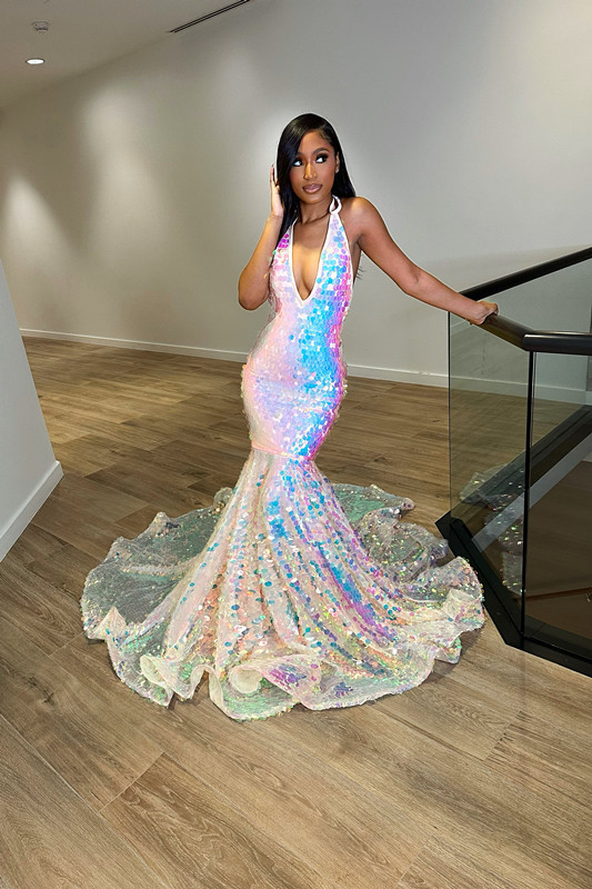 Halter mermaid prom clearance dress