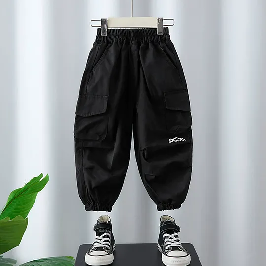 【18M-12Y】Boys Casual Solid Color Loose Cargo Pants