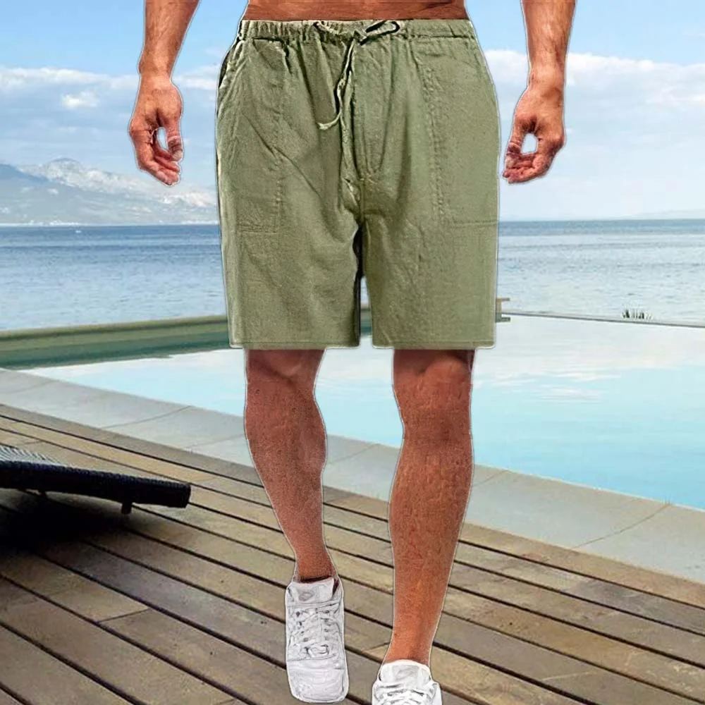 Smiledeer Men's Breathable Loose Casual Linen Shorts