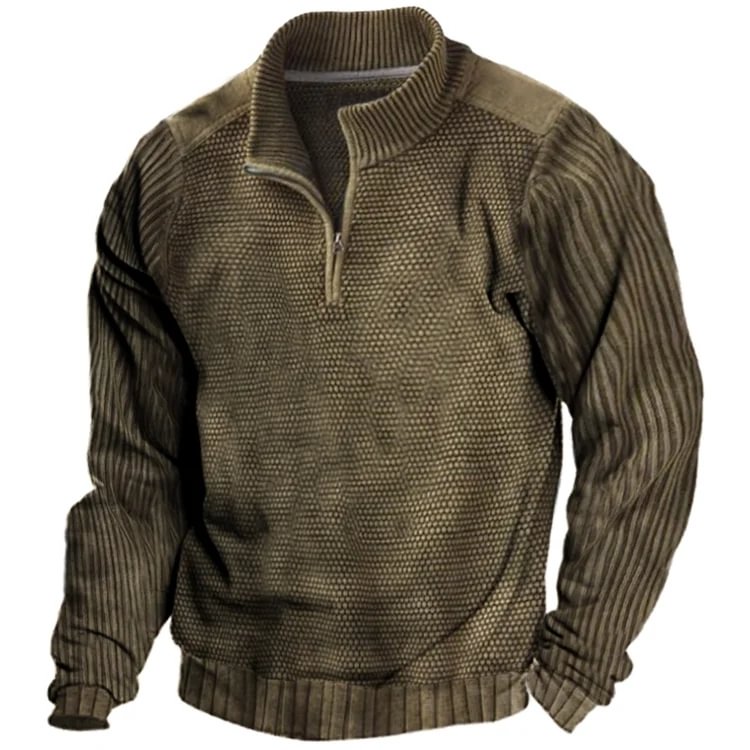 Men's Vintage Waffle Tactical Sweatshirt