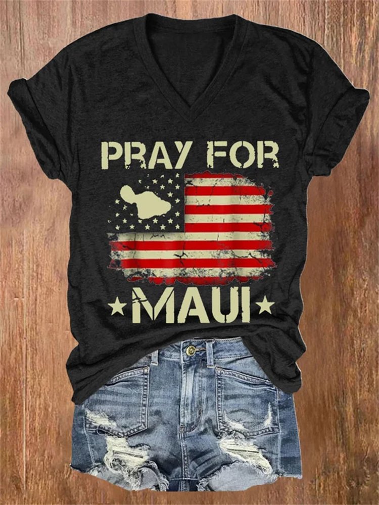 Women's Pray for Maui Print Short Sleeve T-Shirt