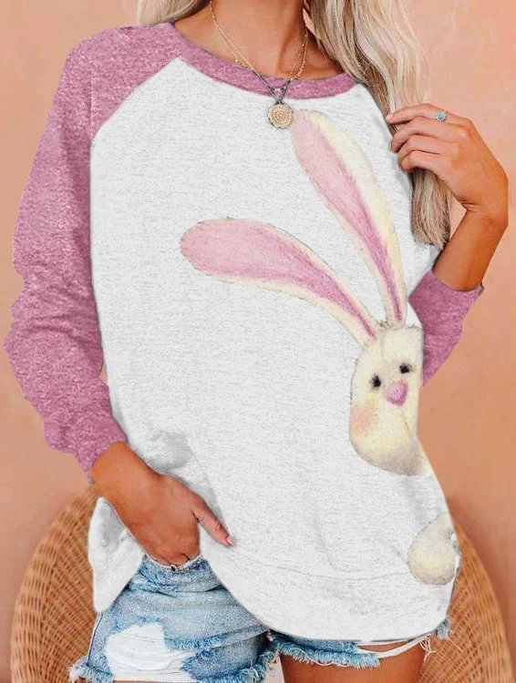 Comstylish Women's Easter Cute Bunny Print Sweatshirt