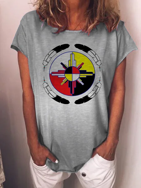 Medicine Wheel Feather Native American T-shirt