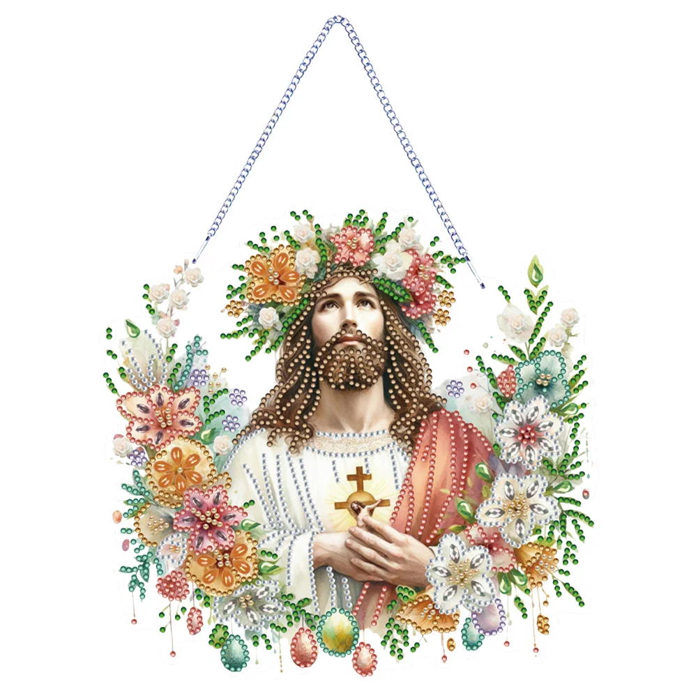 Acrylic Jesus Easter Egg Single-Sided 5D DIY Diamond Painting Hanging Pendant