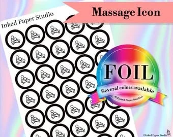 pornhint Pornhint Massage Icon Stickers | Foiled Stickers | Reminder | Health | Medical | 2 Sheet Size Options | Planner Stickers | Small