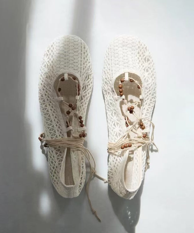 Chic Splicing Hollow Out Flat Shoes For Women Black Knit Fabric