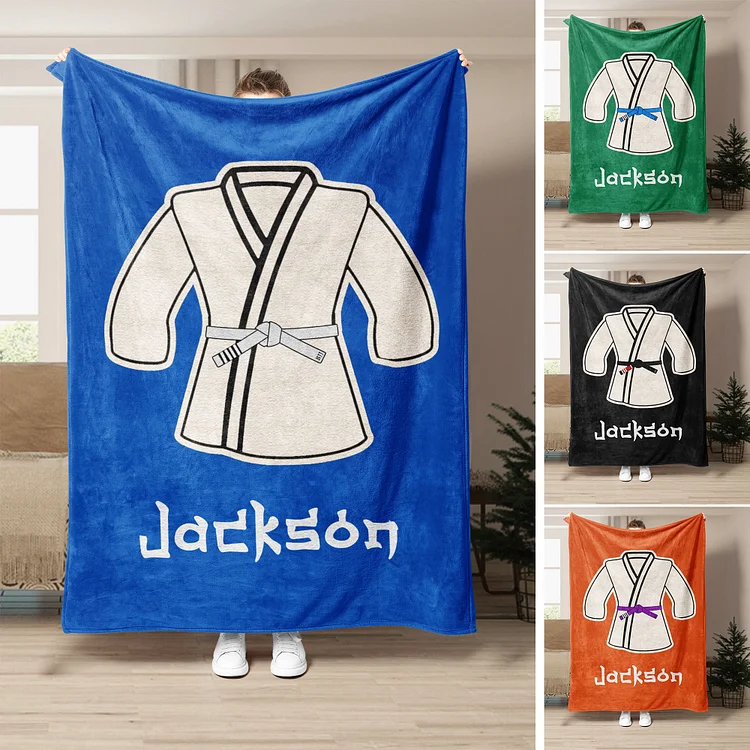 Personalized Brazilian Jiu Jitsu Blanket, Martial Arts Blanket, Custom Name Blankets | BKKid369