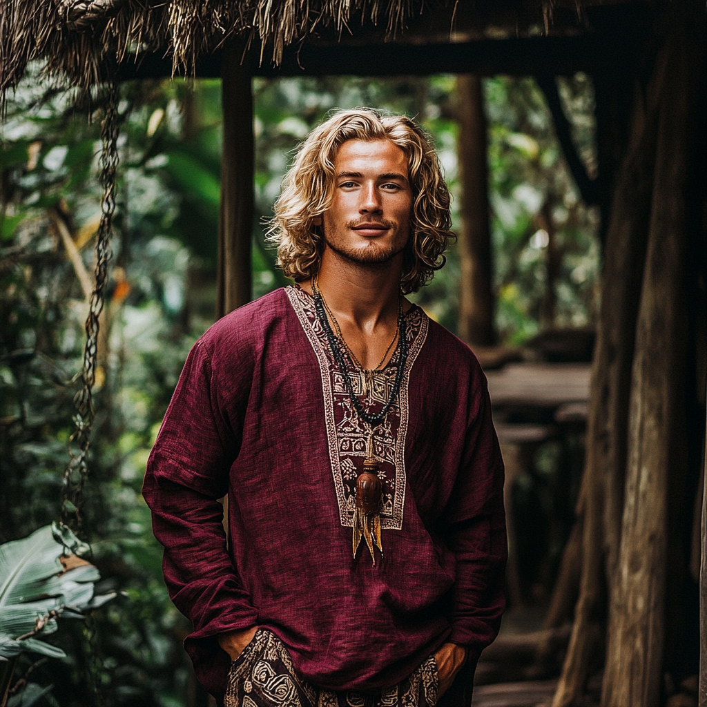 Men's Bohemian Linen Top-inspireuse