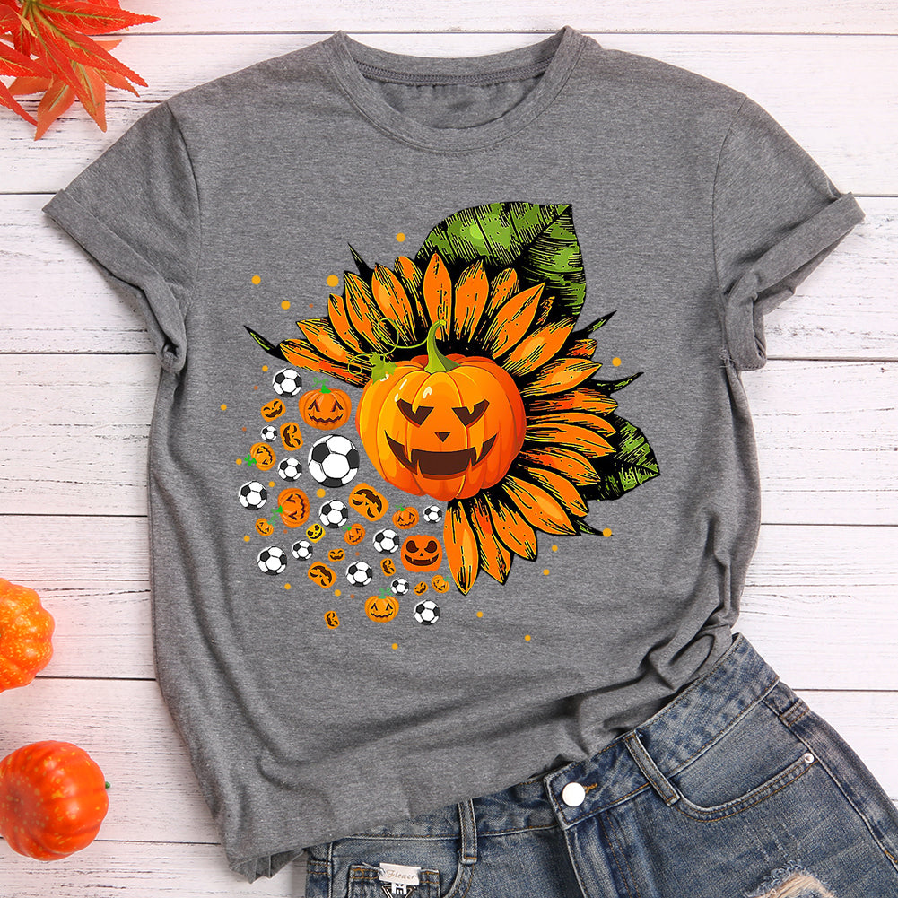 Halloween Pumpkin Soccer  T-Shirt Tee-597381-Guru-buzz