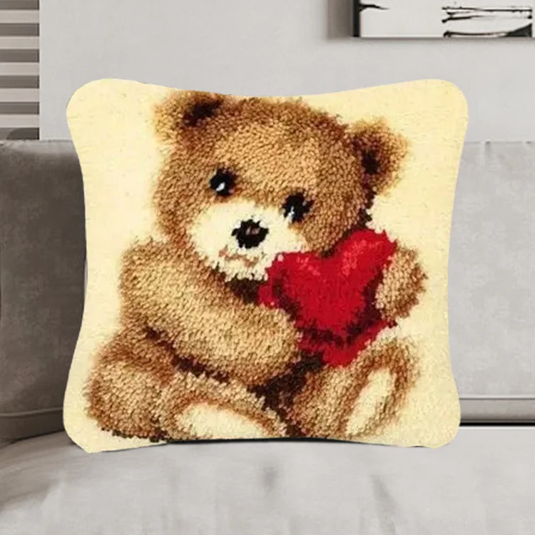 Happy Bear Latch Hook Pillow Kit for Adult, Beginner and Kid veirousa