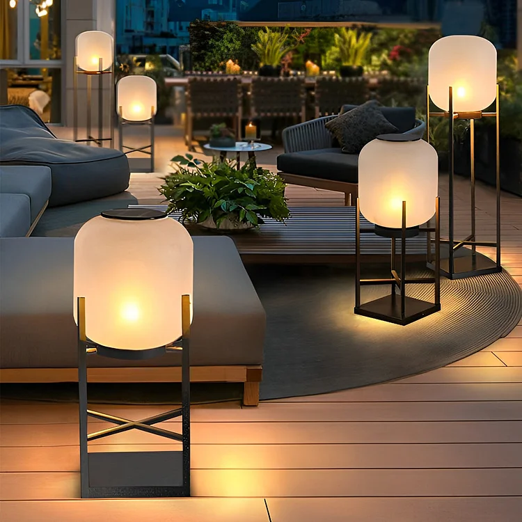 Lantern Design Waterproof LED Modern Solar Outdoor Floor Lamp Standing Lamp - Appledas