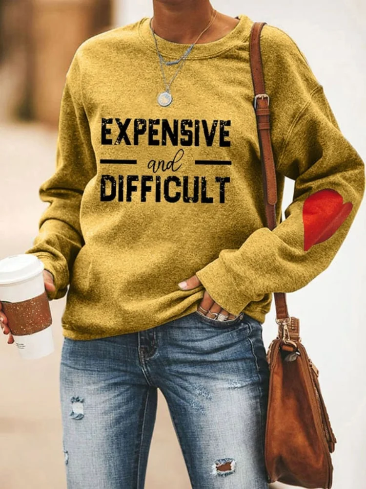 VChics Expensive And Difficult Heart Print Sweatshirt