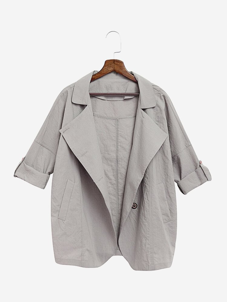 Women Casual Loose Lapel Long Sleeve Coat - BlackFridayBuys