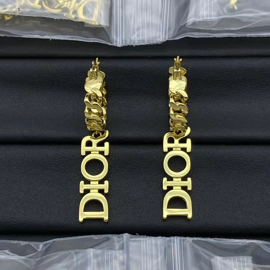 Dior Dangle Hoop Chain Earrings