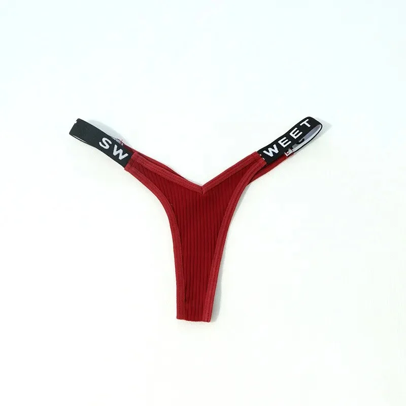 Billionm Lightweight Breathable Sexy Lingerie French Low Waist Thong Plus Size Letter Belt Simple Soft Underwear Women Panties