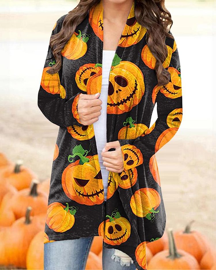 Casual Long Sleeve Halloween Cardigan