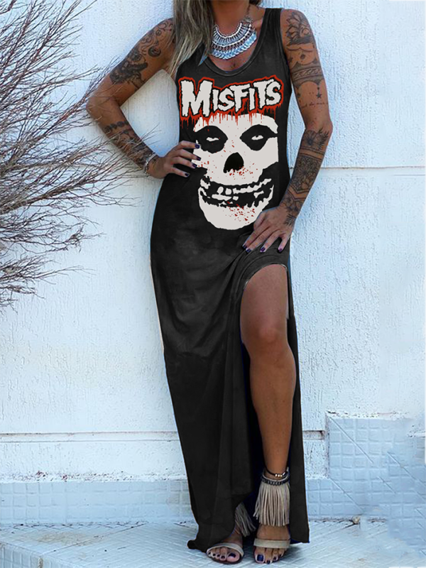 Punk print loose dress
