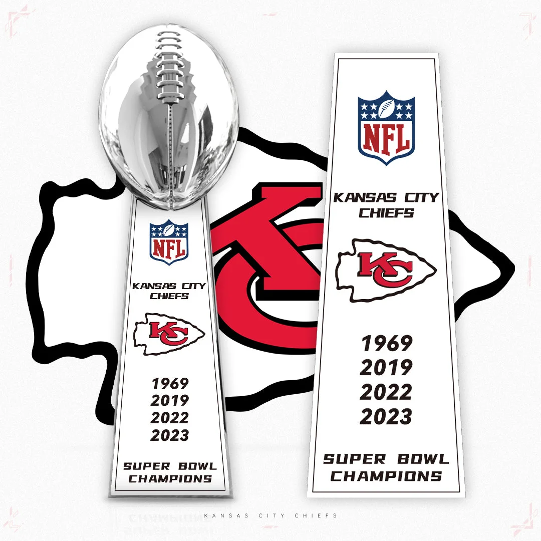 [NFL]Kansas City Chiefs，1969/2019/2022/2023 Vince Lombardi ,  Super Bowl Championship Trophy Resin Version