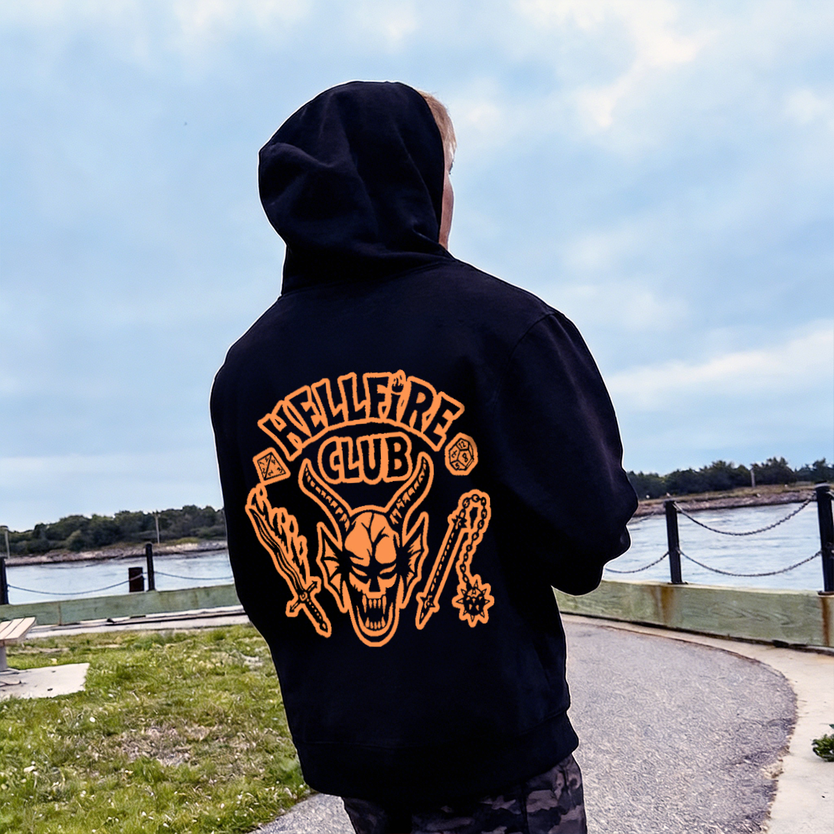 Luminous Hellfire Club Print Casual Hoodie