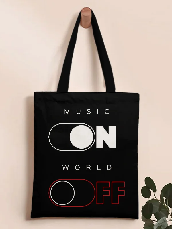 Music On World Off Print Tote Shoulder Bag