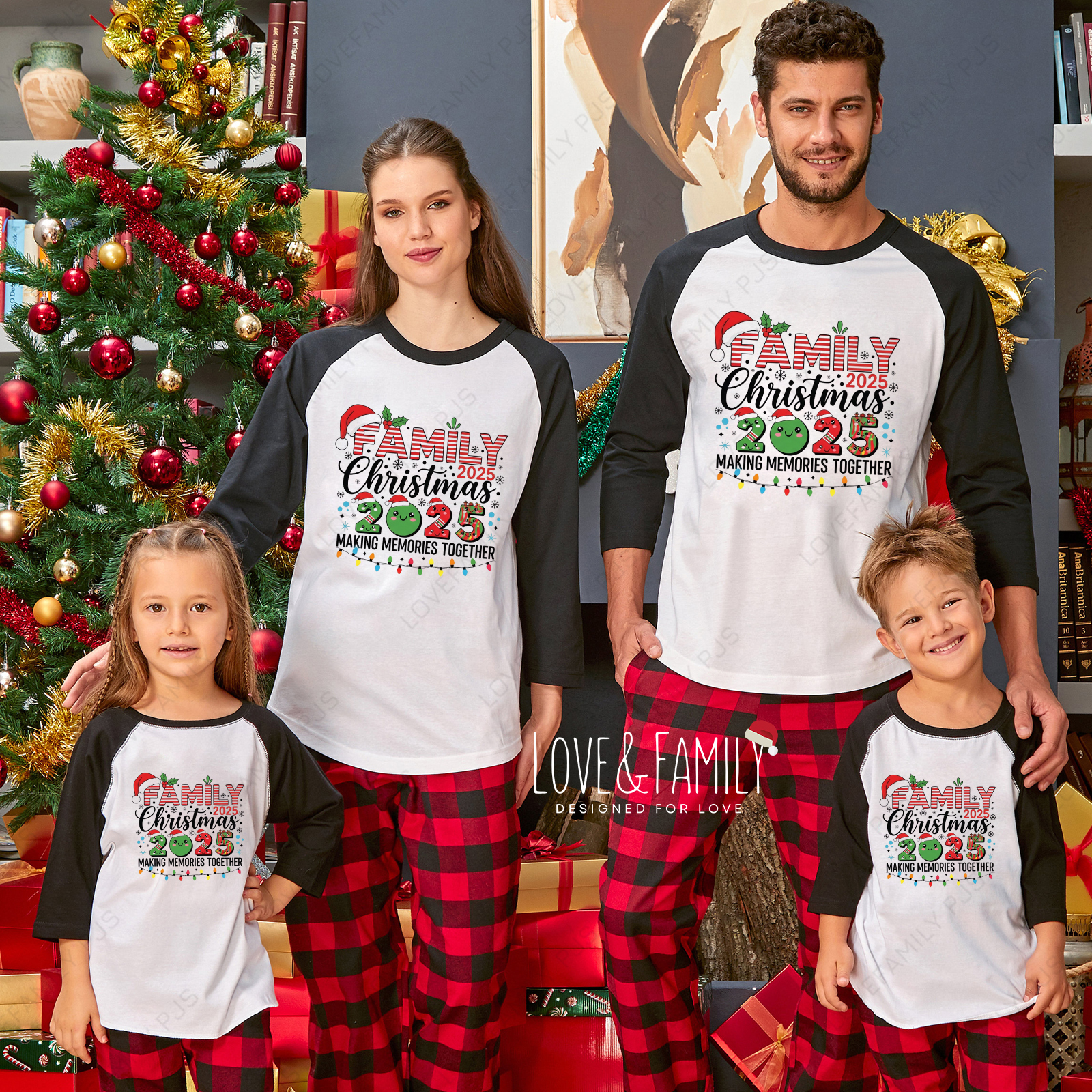 Family Christmas 2025 Fun Print Buffalo Plaid Matching Pajamas